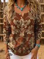 Vintage Art Print Casual Sweater