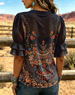Vintage Art Print Comfortable Summer Fabrics Casual Shirt