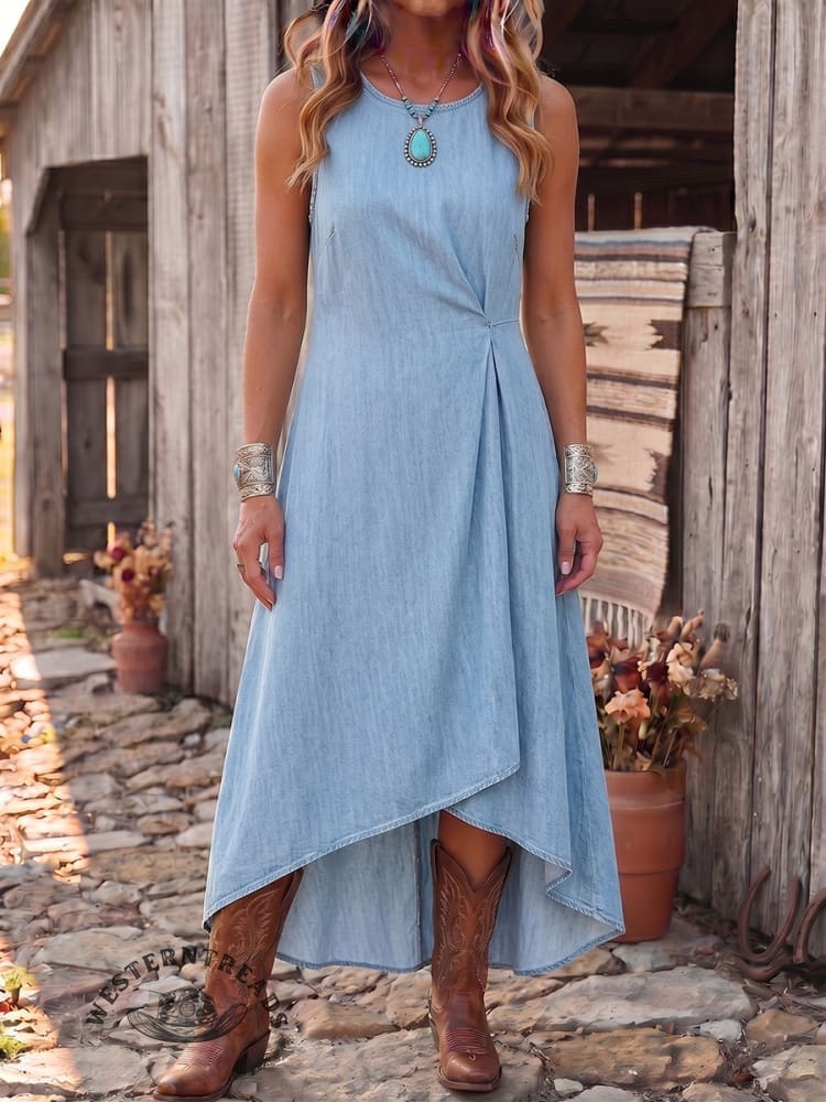 Vintage Art Denim Comfortable Summer Fabrics Dress