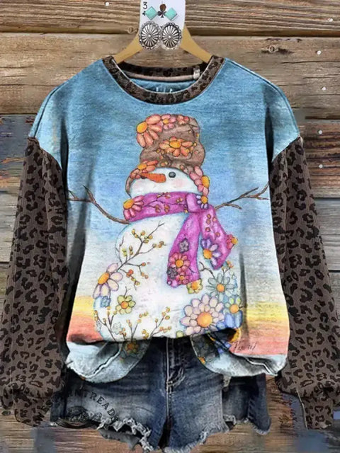 Retro Leopard Print Christmas Sweatshirt