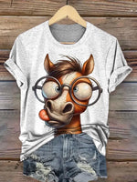 Funny Horse Print T-shirt