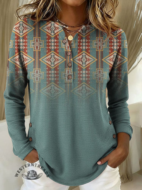 Women's Retro Aztec Pattern Print Casual Jacket