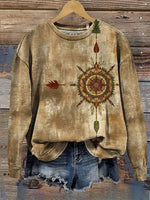 Vintage Print Casual Cotton Sweatshirt