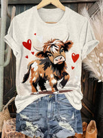 Cute Highland Cow Print T-shirt