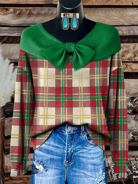 Retro Christmas Art Print Buttoned Cardigan Sweater