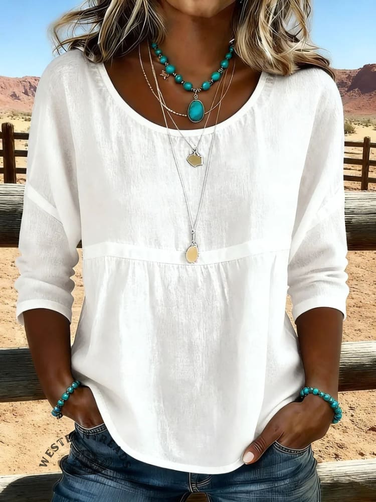 Women's Vintage Floral Print Casual Hollow-Out Shirt