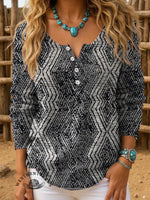 Floral Art Print Buttoned Cardigan Sweater