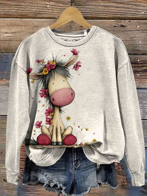 Retro Christmas Casual Cotton Sweatshirt