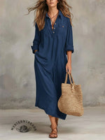 Wash Denim 100% Cotton Oversized Shirt Maxi Dress