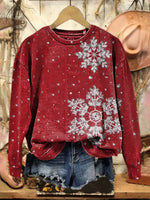 Vintage Christmas Print Casual Cotton Sweatshirt