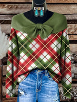 Red and Green Checkered Print Buttoned Cardigan Sweater