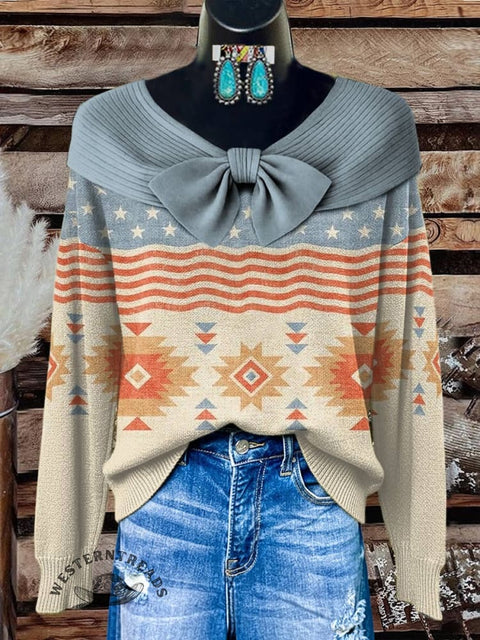 Women's Aztec Print Casual Cotton Sweater