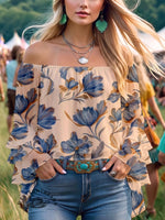 Women's Summer Sleeveless V Neck Ruffled Blouse