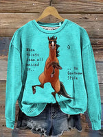 Funny Horse Art Casual Cotton Sweatshirt