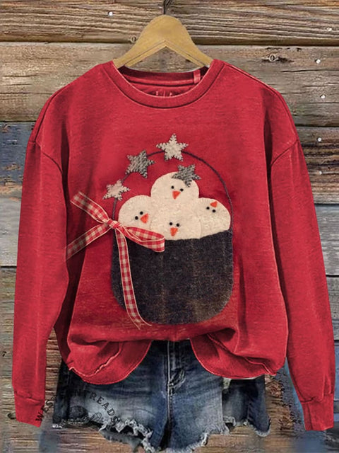 Retro Christmas Casual Cotton Sweatshirt