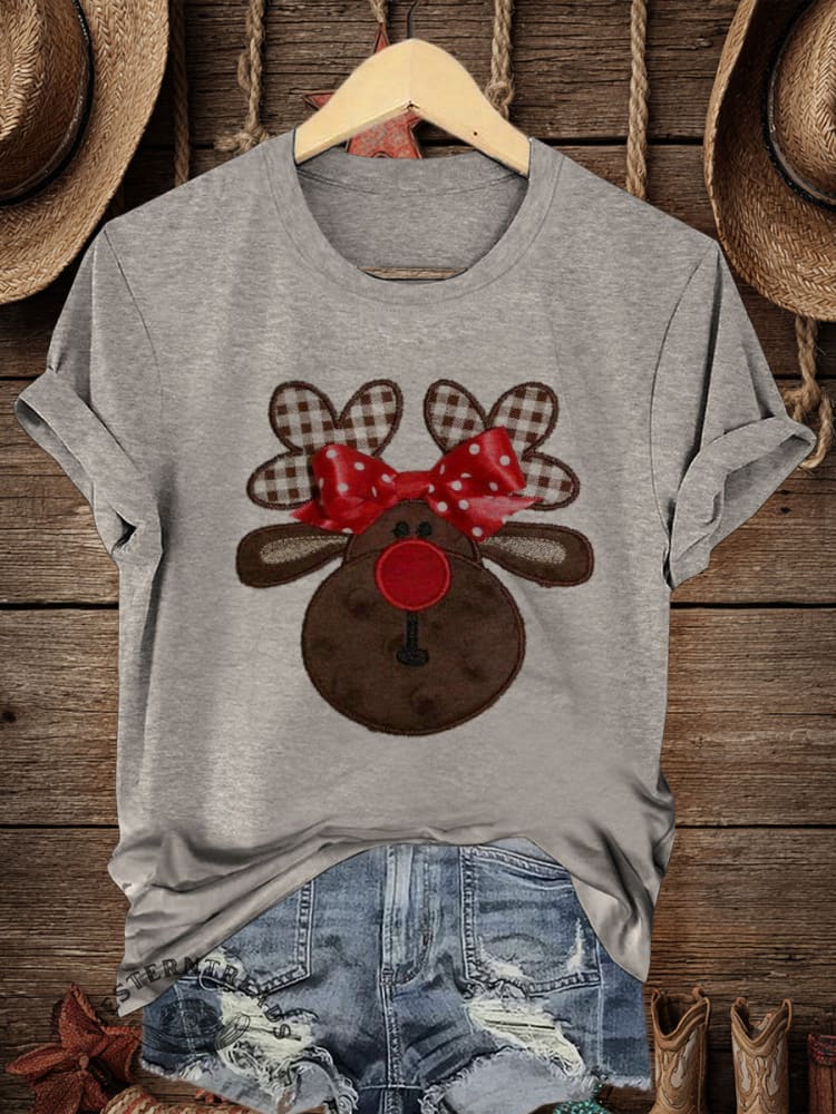 Retro Christmas Art Print Casual T-shirt