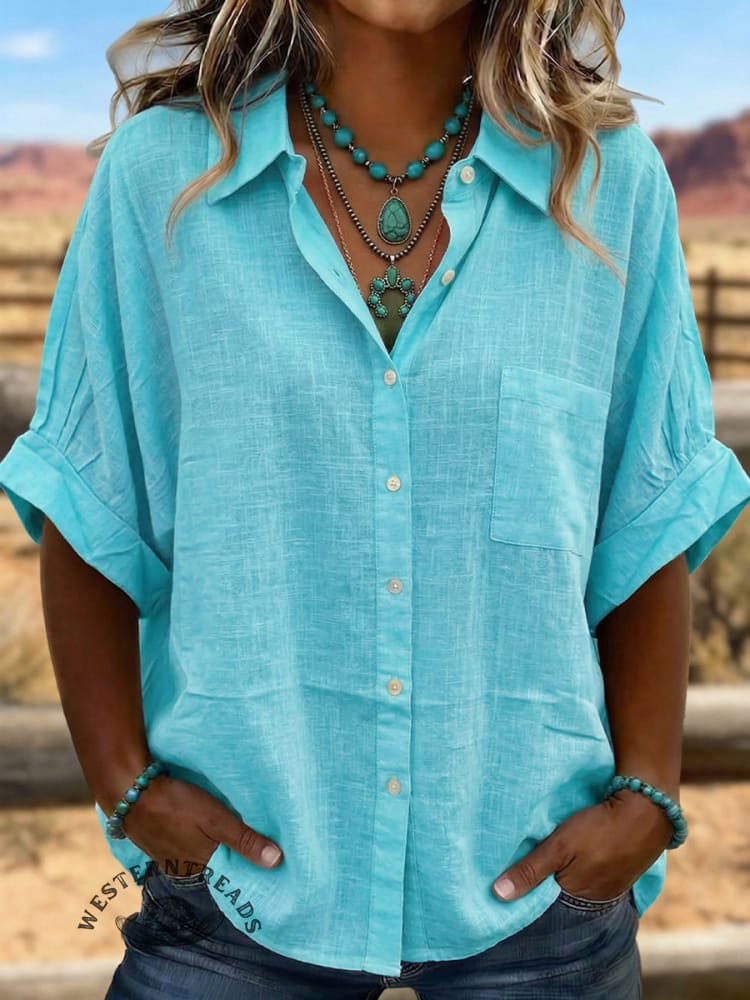 Vintage ArtPatchwork Cotton And Linen Shirt