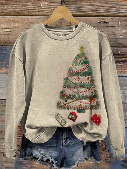 Retro Christmas Casual Cotton Sweatshirt