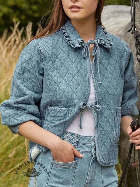 Collared Diamond-patterned Lightweight Jacket