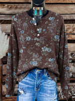 Retro Floral Print Buttoned Cardigan Sweater