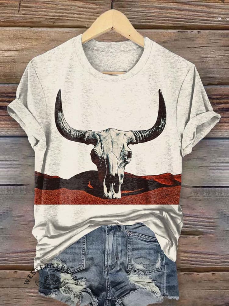 Vintage Cow Art Print T-shirt