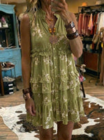 Floral Print Casual Ruffle Sleeveless Dress