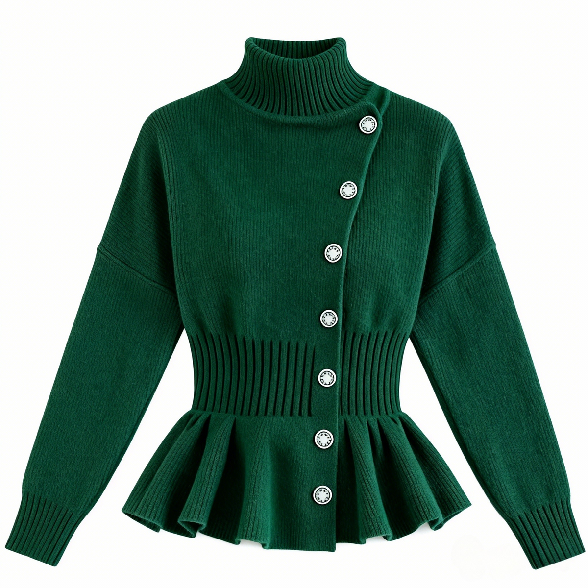 Slim Turtleneck Solid Color Pullover Knitted Top