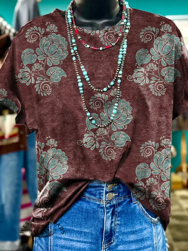 Retro Floral Print T-shirt