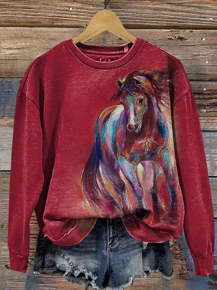 Vintage Pattern Casual Cotton Sweatshirt