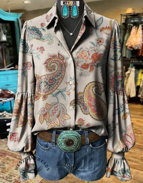 Women's Paisley Print Casual Shirt
