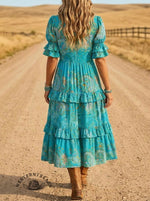 Women's Paisley Print Casual Ruffle Dress