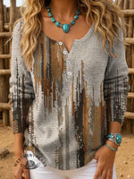 Retro Texture Art Print Buttoned Cardigan Sweater