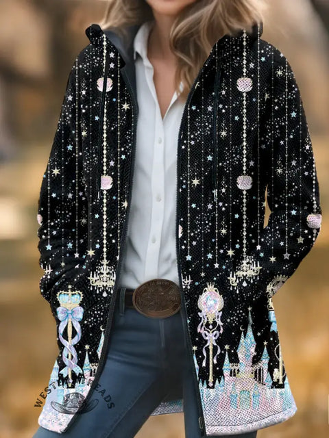 Christmas Castle Unisex Plush Thick Long-sleeved Cardigan Coat