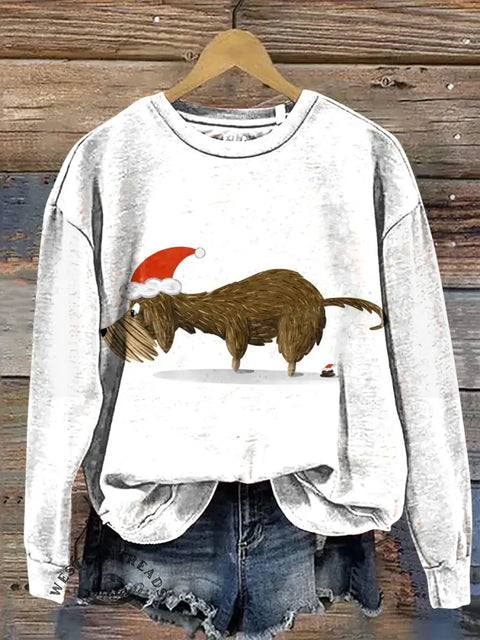 Funny Christmas dog Casual Cotton Sweatshirt