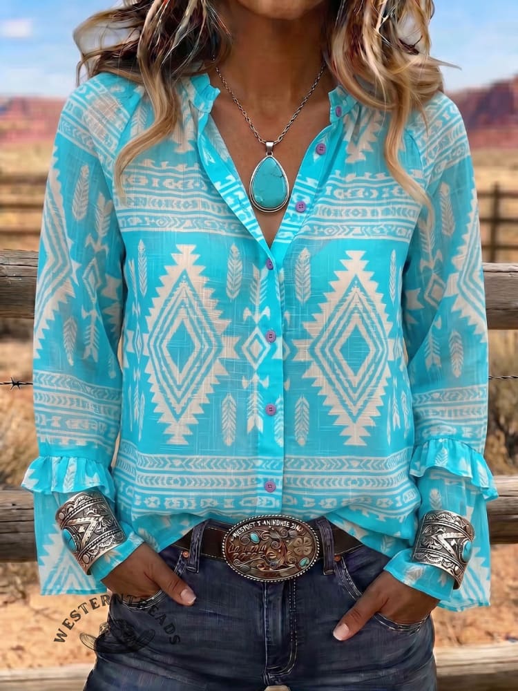 Vintage Art Print Summer Fabrics Casual Shirt