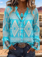 Vintage Art Print Summer Fabrics Casual Shirt