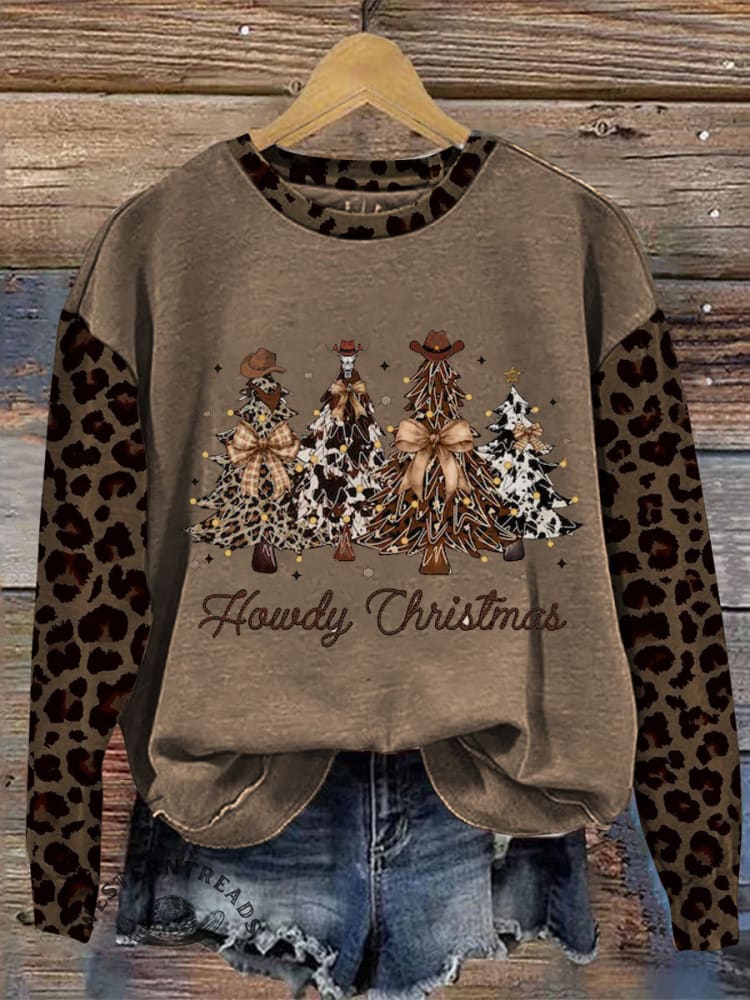 Vintage Christmas Pattern Casual Cotton Sweatshirt