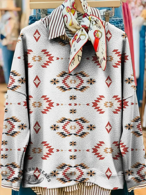Aztec Art Print Casual Sweatshirt