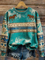 Vintage Art Print Casual Sweatshirt