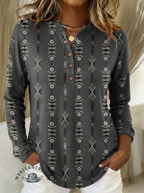 Women's Retro Aztec Pattern Print Casual Jacket