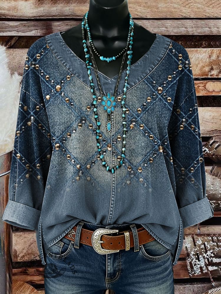 Vintage Art Casual Denim Top