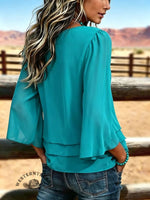 Women's Vintage Multi-layer Patchwork Chiffon Casual Shirt