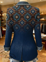 Retro Art Pattern Print Patchwork Denim Sweater Cardigan Coat