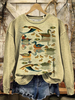 Vintage Duck Art Print Casual Sweatshirt