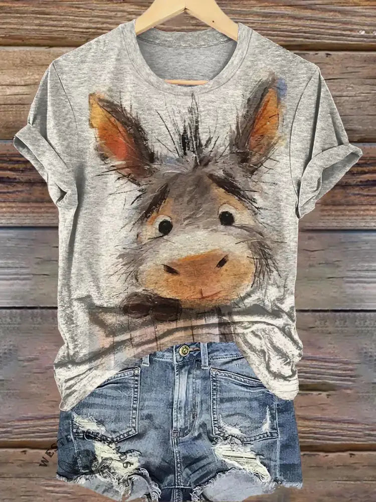 Cute Donkey Art Print T-shirt
