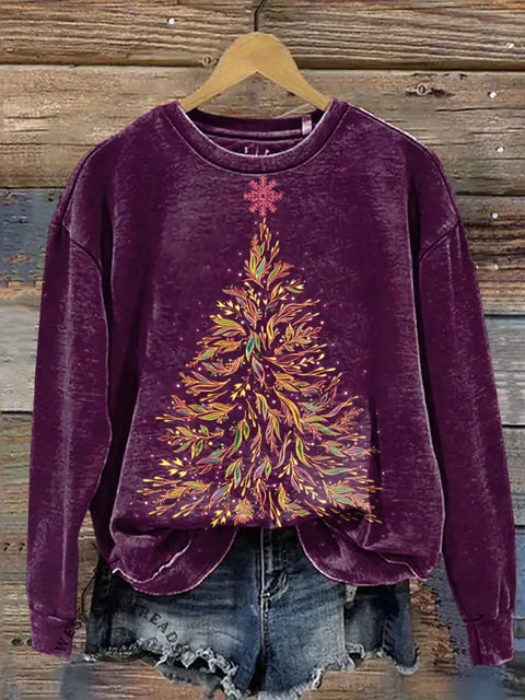 Christmas Tree Casual Cotton Sweatshirt