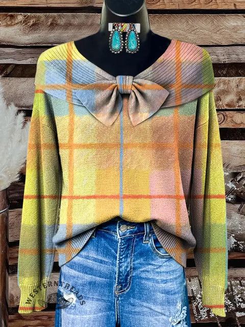 Retro Art Print Buttoned Cardigan Sweater