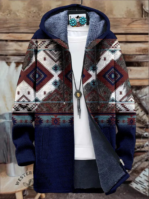 South Western Art Unisex Plush Thick Long-Sleeved Cardigan Coat