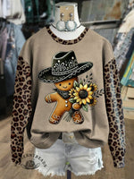 Vintage Christmas Art Print Casual Cotton Sweatshirt