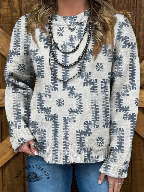 Women's Aztec Art Print Casual Sweater